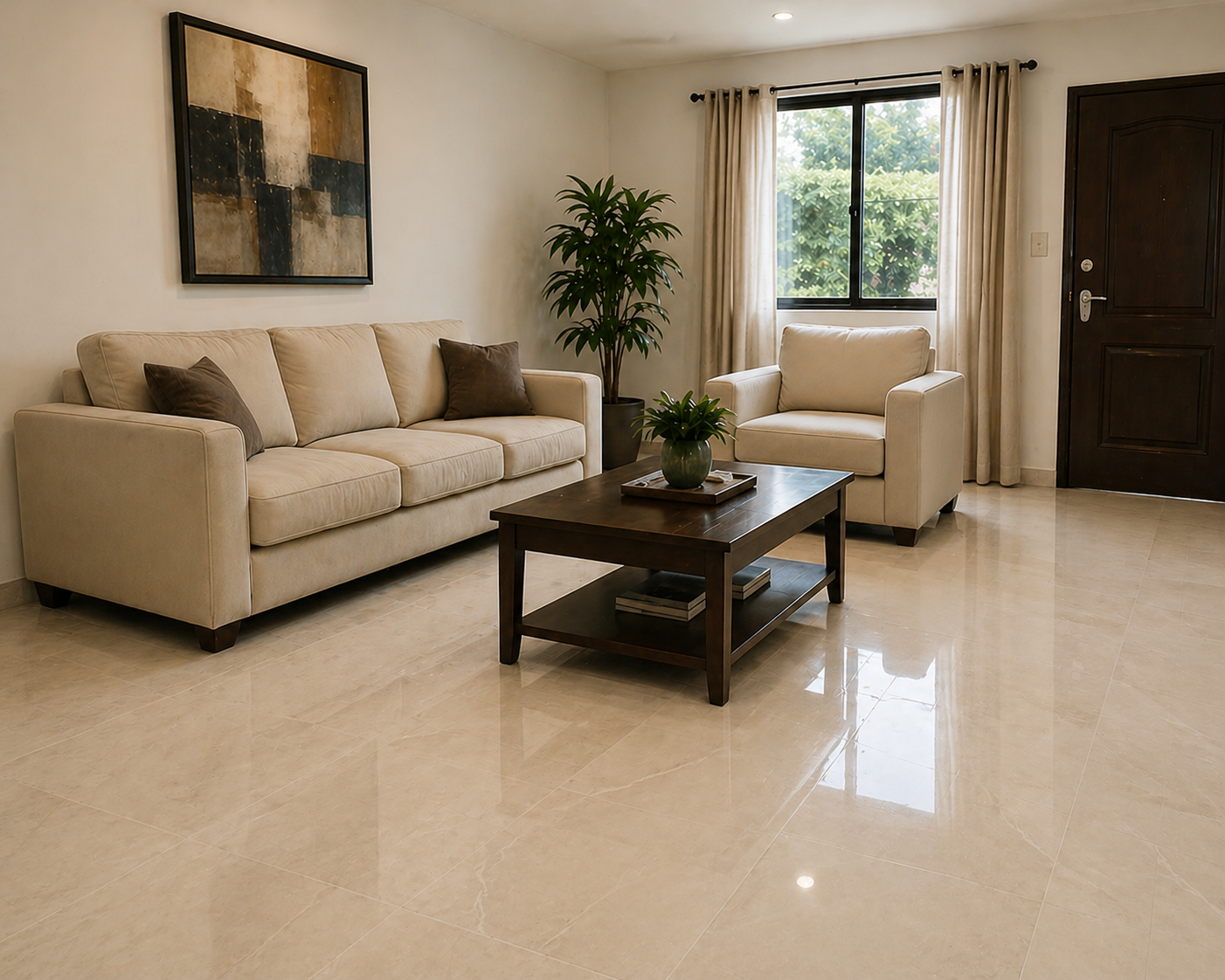 Living Room Tile Floor Installation in Miami